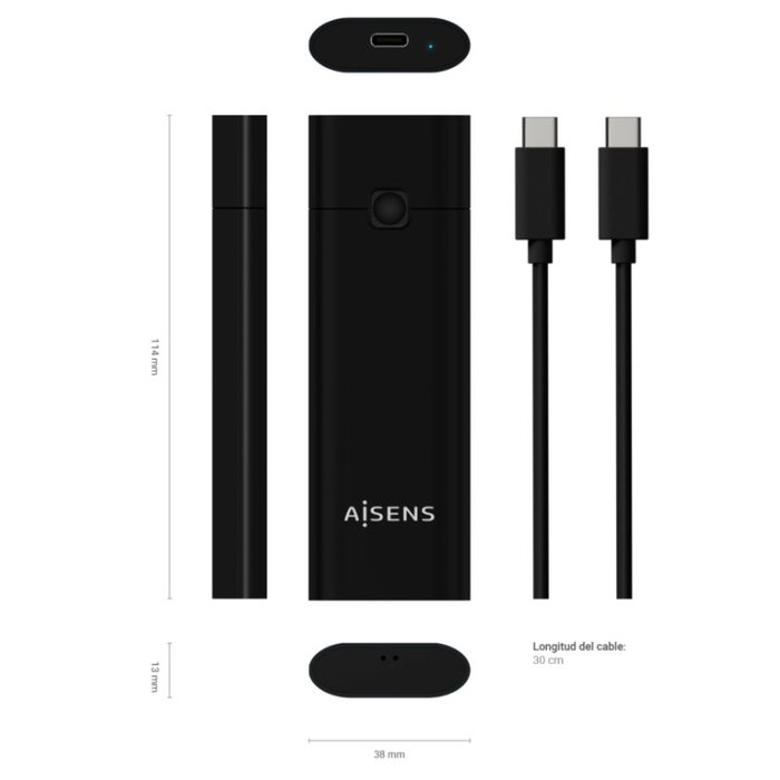 Aisens Caja Externa M.2 NVMe ASM2-020B USB 3.2 Gen2 Negra Aisens Caja Externa M.2 NVMe ASM2-020B USB 3.2 Gen2 Negra